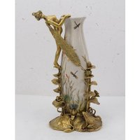 Porzellan Blumenvase - Bronze Ornament Frau Und Frosch Geschenk Zur Hochzeit Reich Verziert Jugendstil Vase Blumentopf von DekorStyle