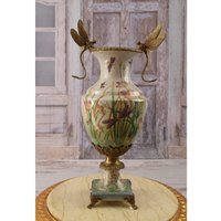 Porzellan Vase Mit Blumen Design - Blumentopf Aus Zwei Libellen Bronze Ornamente Große Amphore Geschenk Zur Hochzeit von DekorStyle