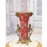 Rote Große Vase Mit Engeln - Erstaunliche Porzellan Bronze Ornamenten Florales Design Wohnkultur Premium Geschenk Für Hochzeit von DekorStyle