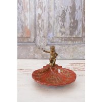 Rote Seifenschale Porzellan - Vintage Plateau Mit Bronze Engel Jugendstil Blumen Ornamente Geschenk von DekorStyle