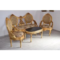Barockes Wohnzimmer-Set Marmortisch, Sofa, Sessel - Royaler Stil von DekorStyle