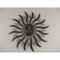 Rustikale Metall Sonne Wandkunst - Exklusive Wanddekoration Sonnenskulptur Handgemachte Luxus Geschenkidee von DekorStyle