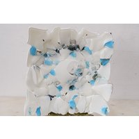 Weiß Blau Plateau Glas Auf Murano Stil Beaufitul Geschenk Handgemachtes Produkt Art Deco von DekorStyle
