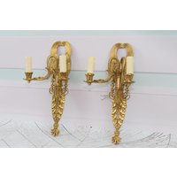 Zwei Bronze Jugendstil Wandleuchter - Wandkunst Kerzenständer Hängende Kerzenhalter Wandlampen Vintage Wohndekor von DekorStyle