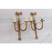 Zwei Bronze Jugendstil Wandleuchter - Wandkunst Kerzenständer Hängende Kerzenhalter Wandlampen Vintage Wohndekor von DekorStyle