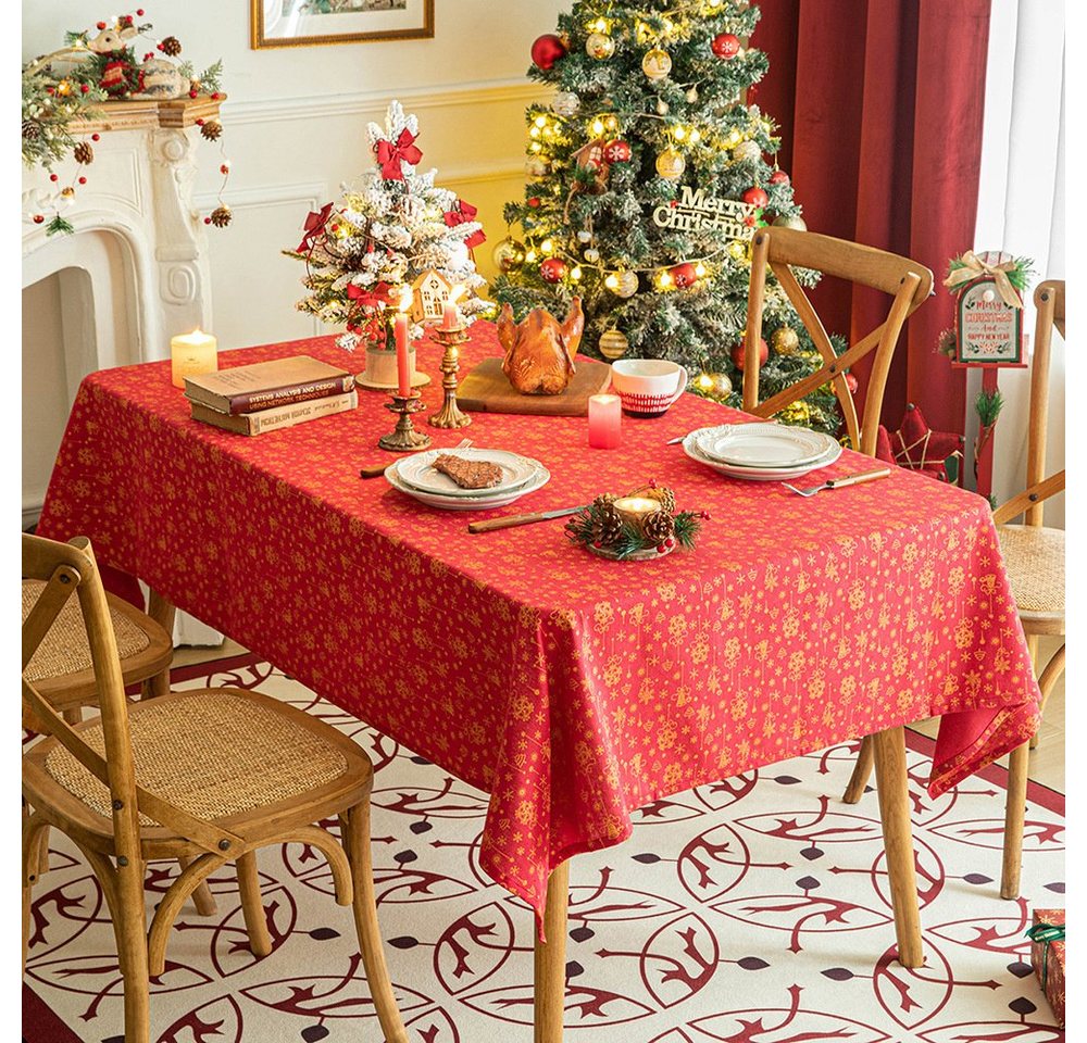 Dekorative Tischdecke Weihnachten Tischdecke, Weihnachtstischdecke Abwaschbar Groß (1-tlg), Groß Abwaschbar Weihnachts Tischdecke Tischtuch für Tischdekoration von Dekorative