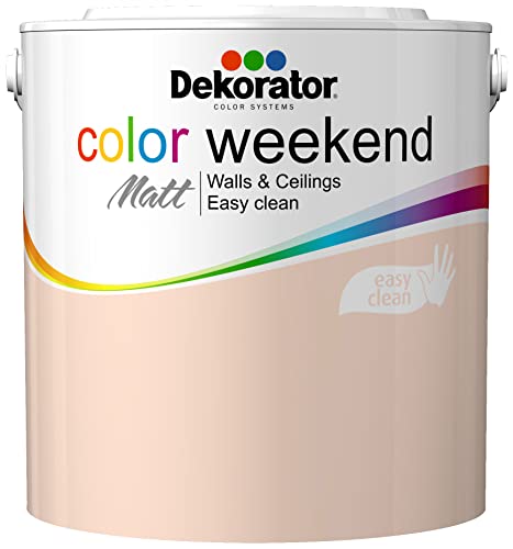 Dekorator Rosenquarz, Color Weekend schöne bunte Wandfarbe rosa für Innen - Rosa Farbton | Wasserdispersions Latexfarbe | Deckenfarbe | matte finish - 25 Farben 2,5L von Dekorator