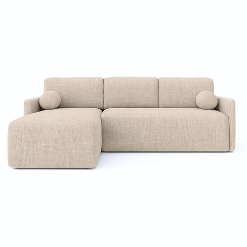 Dekori Möbel Modernes universelles BLOM Ecksofa mit Schlaffunktion und Bettkasten (CREMONA 14 Beige) von Dekori Möbel
