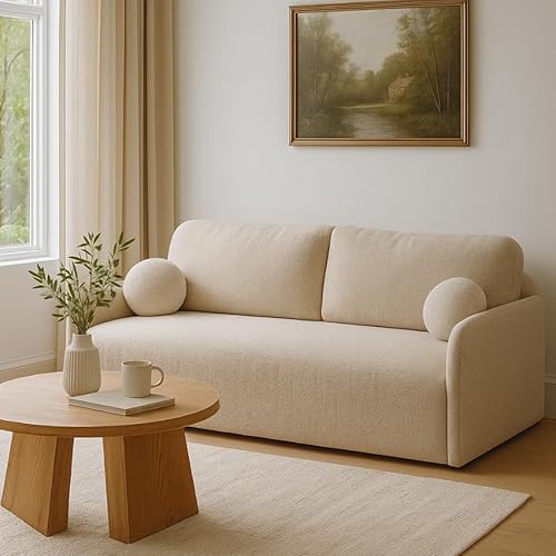 Dekori Möbel Schlafsofa Glori 206x87 cm mit Schlaffunktion und Bettkasten, komfortabel Sofa mit MOS System (Cremona 14 (Grau-Beige)) von Dekori Möbel