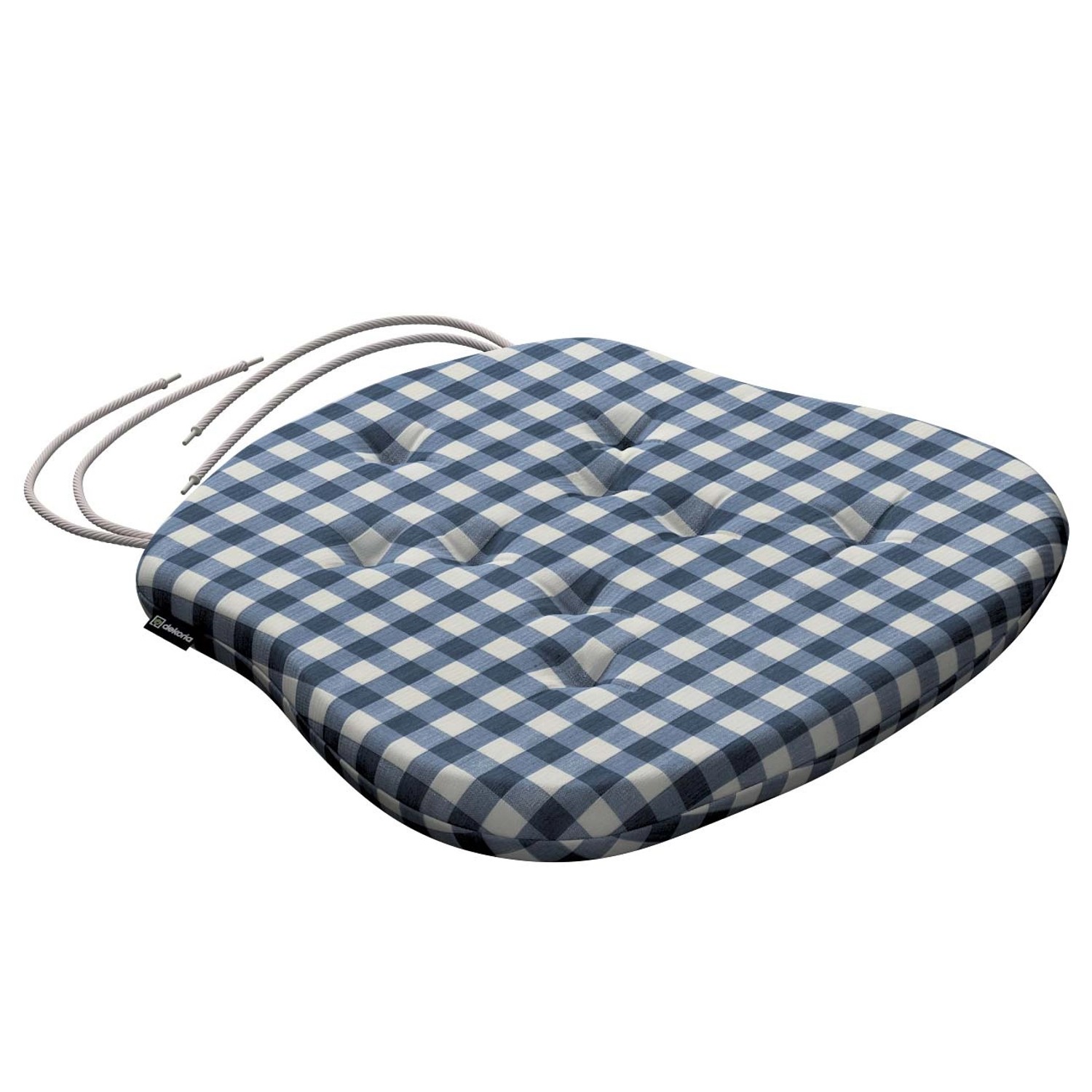 Dekoria Stuhlkissen Peter mit Bindeschnur aus Stoffkollektion Quadro in Marineblau-Ecru in 41x 38 x 3,5 cm Dekoria Stuhlkissen Peter mit Bindeschnur aus Stoffkollektion Quadro in Marineblau-Ecru in 41x 38 x 3,5 cm von Dekoria