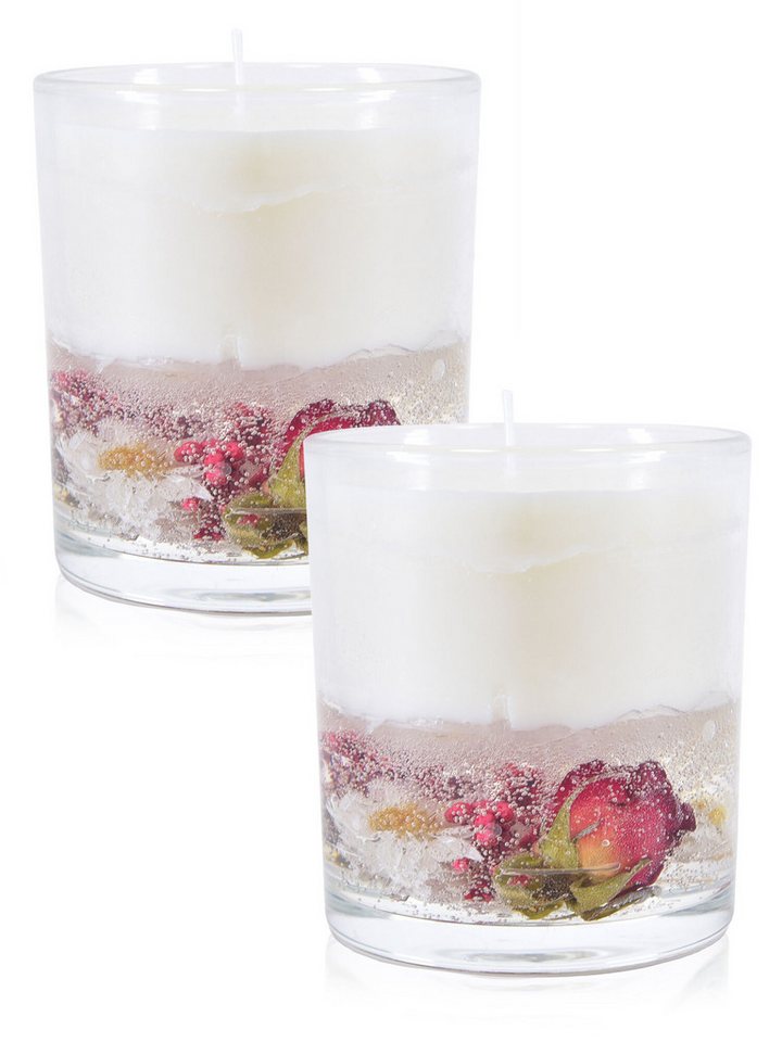 Dekorieren macht glücklich Duftkerze Duftkerze im Glas, 2er-Set (2-tlg., 2er-Set), mit langanhaltendem Rosenduft, Geschenkidee für jeden Anlass von Dekorieren macht glücklich