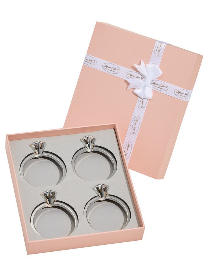 Dekorieren macht glücklich Serviettenring Serviettenring Diamant mit Box, (4er-Set), Glasstein, in Diamantform, facettiert & geschliffen von Dekorieren macht glücklich