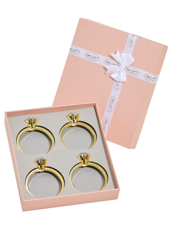 Dekorieren macht glücklich Serviettenring Serviettenring Diamant mit Box, (4er-Set), Glasstein, in Diamantform, facettiert & geschliffen von Dekorieren macht glücklich