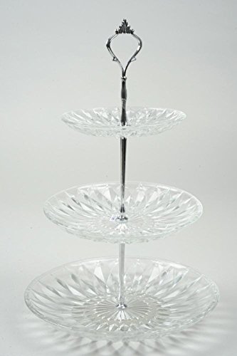 Dekoris Etagere Glas Gebäckschale Kuchenplatte Pralinenschale 3 stufig edel Ø 25 cm H 37 cm Metallgriff von Dekoris