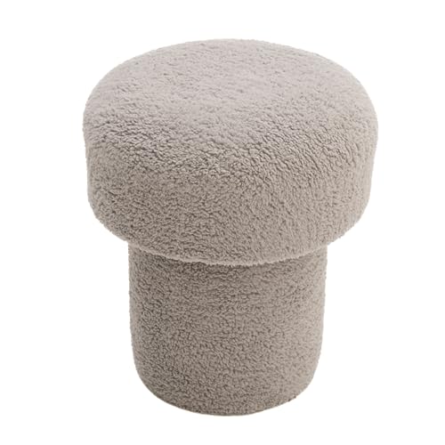 Dekorist Pilz Pouf Hocker, Dekorativ Sitzpouf, Sitzpuff, Fußhocker, Puff Hocker für Wohnzimmer, Outdoor Sitzhocker, Schlafzimmer, 40x40x42h cm, Grau von Dekorist