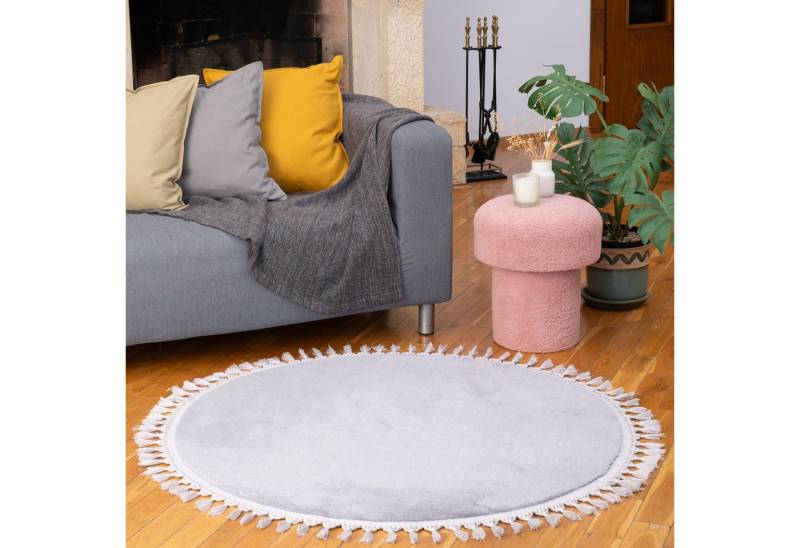 Dekorist Teppich Dekorist Runder Jute-Teppich, dekorativer Boho-Rundteppich, Naturbeige, Rund - 120 cm (47 Zoll) von Dekorist