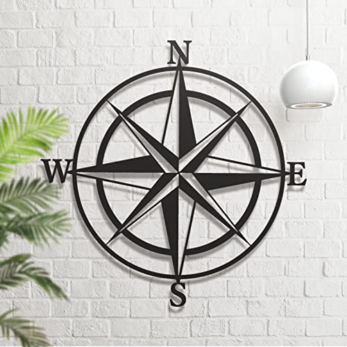 DEKORY Wall Art Dekorative Kompass aus Metall, 3D-Wanddekoration, geometrisches Metall, Dekoration für Haus, Dekoration für Wohnzimmer, Dekoration (74 x 74 cm) von Dekory
