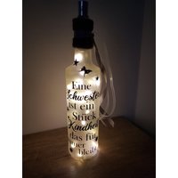 Flaschenlicht "Schwester-Kindheit"Dekoflasche Geschenk Mit Batterielicht 20 Leds/Aa Batterie von DekostudioBirgit