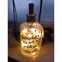 Leuchtflasche "Freunschaft-Aber Echt Led Flaschenlicht Dekolampe Geschenk von DekostudioBirgit
