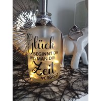Leuchtflasche "Glück ..." Led Flaschenlicht Dekolampe Geschenk von DekostudioBirgit
