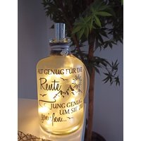 Leuchtflasche "Rente...genießen..." Led Flaschenlicht Dekolampe Geschenk von DekostudioBirgit