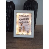 steinbild "Rente" Geschenk Timer 10 Leds Rahmen Weiß 15x20cm Abschiedsgeschenk Kollege Kollegin von DekostudioBirgit