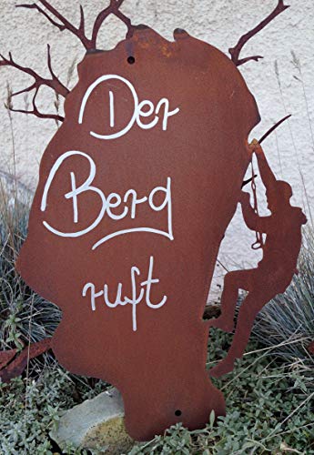 Edelrost Tafel Bergsteiger 32x46cm mit Spruch Der Berg ruft Geschenk Wandschild von Dekostüberl Rostalgie