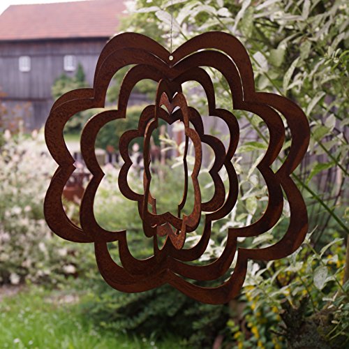 Rostalgie Edelrost Windspiel Spirale Blume groß D27 cm Gartendekoration Fensterschmuck Hänger von Rostalgie