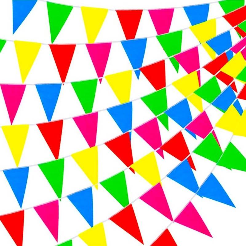 Dekotalent® Hängedekoration 1x Wimpelkette Stoff 100 Meter bunt Girlande zum Aufhängen Party Deko (1 St., 1x Wimpelkette), Reißfest / 100m lang / strahlende Farben von Dekotalent®