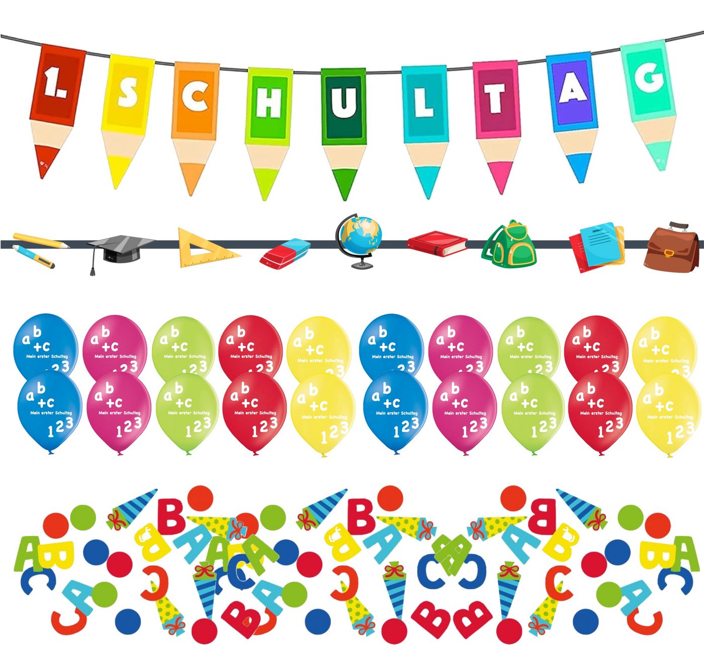 Dekotalent® Hängedekoration XXL Einschulung Schulanfang Set über 100 Teile - Schultüte Schulranzen (Packung, 100 St., über 100 Teile), Wiederverwendbar von Dekotalent®