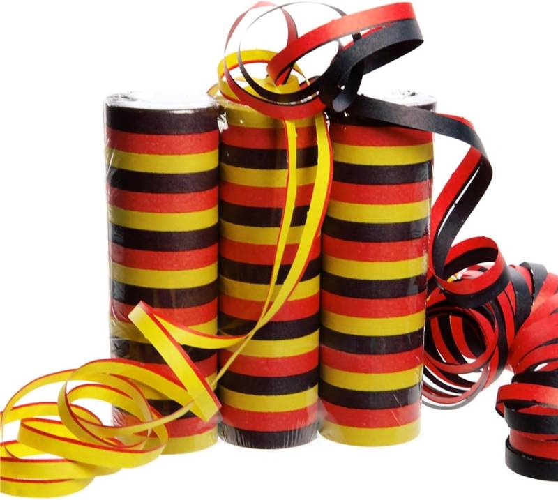 Dekotalent® Luftschlange 9x Luftschlangen Deutschland schwarz-rot-gelb Party Deko Fußball WM EM von Dekotalent®