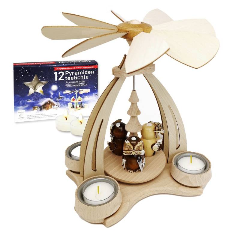 Dekoteam24 Weihnachtspyramide Tischpyramide - Eulenwald - 14x18x24cm von Dekoteam24
