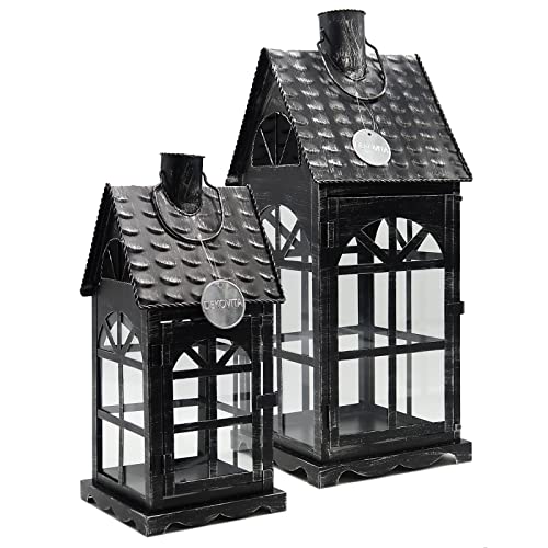 Dekovita 2er-Set Metall-Laterne 35cm/50cm - Gartenlaterne mit Glas-Scheiben - Windlicht Lichthaus Deko-Laterne Dekovita 2er-Set Metall-Laterne 35cm/50cm - Gartenlaterne mit Glas-Scheiben - Windlicht Lichthaus Deko-Laterne von Dekovita