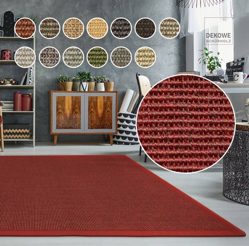 Dekowe Sisalteppich Mara S2 mit Bordüre, rechteckig, Höhe: 5 mm, Flachgewebe, Material: 100% Sisal, Wohnzimmer, Kundenliebling von Dekowe