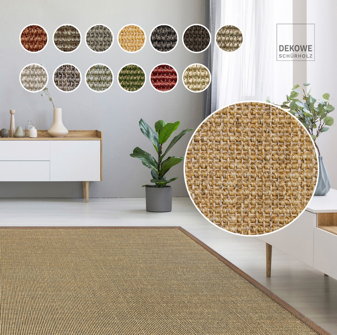 Dekowe Sisalteppich Mara S2 mit Bordüre Spezial, rechteckig, Höhe: 5 mm, 100% Sisal, auch als Läufer, Wohnzimmer Dekowe Sisalteppich Mara S2 mit Bordüre Spezial, rechteckig, Höhe: 5 mm, 100% Sisal, auch als Läufer, Wohnzimmer von Dekowe
