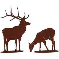 2Er Set Hirsch 100x75cm Und Reh Fressend 50x63cm Auf Platte Edelrost Rost Metall Rostfigur + Herbstdeko Waldtiere Rostige Deko von Dekowelt1111