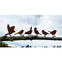 6Er Set Vögel Mit Schraube Zum Eindrehen in Holz Edelrost Rost Vogel Spatz Ast Gartenzaun Metall Rostfigur Rostige Zaundeko von Dekowelt1111