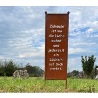 Edelrost Sichtschutz Spruch Zuhause 112x32cm Paravent Zum Stecken Schild Gartenstecker Gartendeko Rost Metall von Dekowelt1111