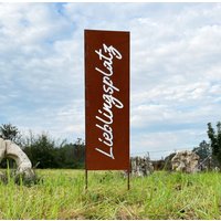 Edelrost Stele Lieblingsplatz 115x27cm Schild Zum Stecken Sichtschutz Gartenstecker Gartendeko Paravent Rost Metall von Dekowelt1111