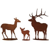 Familie Hirsch 100x75cm Mit Reh 74x65cm Und Kitz 40x30cm Auf Platte Edelrost Rost Metall Rostfigur + Herbstdeko Waldtiere von Dekowelt1111