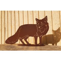 Fuchs 52x34cm Edelrost Rost Metall Rostfigur Wolf Jagd Tier Herbstdekoration Rostige Deko Metallfigur Vintage Landhaus von Dekowelt1111