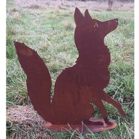 Fuchs Sitzend 60x48 cm Auf Platte Edelrost Rost Metall Rostfigur Wolf Jagd Tier Herbstdekoration Rostige Gartendeko Vintage Landhaus Deko von Dekowelt1111