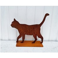 Gartenfigur Katze Gehend 35x40cm Auf Platte Edelrost Gartendeko Wetterfest Rost Metall Rostfigur Kater Geschenk Rostige von Dekowelt1111