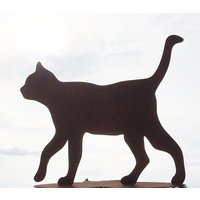 Gartenfigur Katze Gehend 45x50cm Auf Platte Edelrost Wetterfest Rost Metall Rostfigur Rostige Gartendeko Landhaus Deko Vintage von Dekowelt1111
