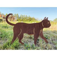 Gartenfigur Katze Laufend 57x40cm Gartenstecker Edelrost Wetterfest Rost Metall Rostfigur Rostige Gartendeko Beetstecker von Dekowelt1111