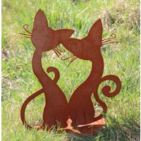 Gartenfigur Katzenpaar 30x24cm Auf Platte Edelrost Wetterfest Rost Metall Rostfigur Katzenpärchen Rostige Gartendeko Landhaus Deko Vintage von Dekowelt1111