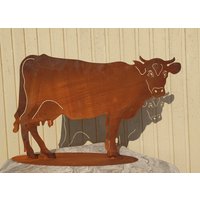 Kuh 42x65cm/55x86cm Rost 2 Größen Edelrost Gartendeko Metall Tier Stier Ziege Rind Ochse Kühe Kalb Lamm Schaf Bauerhof Geschenk von Dekowelt1111