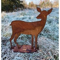 Reh Zurück Schauend 41x39cm Auf Platte Edelrost Rost Metall Rostfigur Rostige Gartendeko Herbstdeko Waldtier Weihnachtsdeko von Dekowelt1111