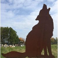 Wolf Heulend Höhe 72cm Auf Platte Edelrost Rost Metall Rostfigur Fuchs Jagd Tier Herbstdekoration Rostige Gartendeko von Dekowelt1111
