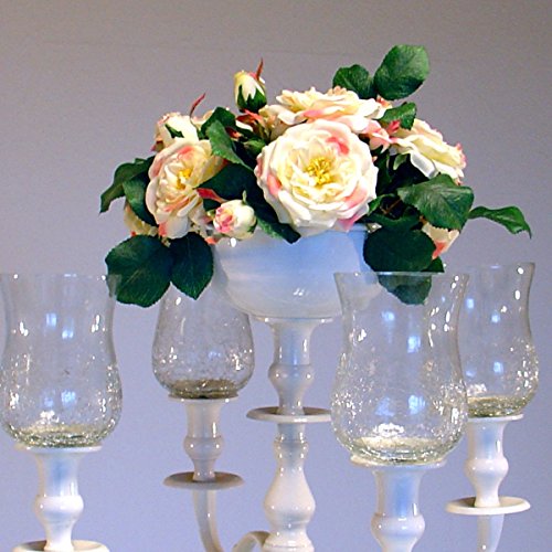 Dekowelten Kerzenständer/Kerzenhalter 5-armig in Silber oder Weiss für Stab oder Stumpenkerzen in verschiedenen Größen 30-180cm (Blumenschale Weiss 16cm) von Dekowelten